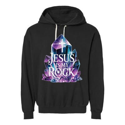 Jesus Is My Rock Religious Christian Biblical Garment-Dyed Fleece Hoodie