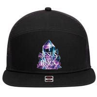 Jesus Is My Rock Religious Christian Biblical 7 Panel Mesh Trucker Snapback Hat