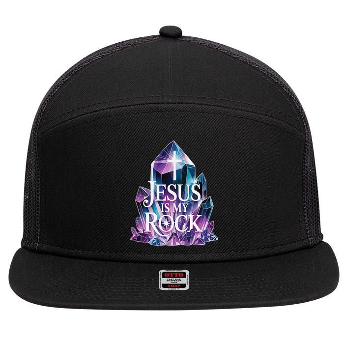 Jesus Is My Rock Religious Christian Biblical 7 Panel Mesh Trucker Snapback Hat