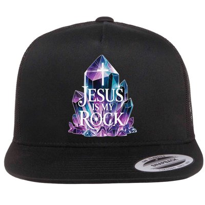 Jesus Is My Rock Religious Christian Biblical Flat Bill Trucker Hat