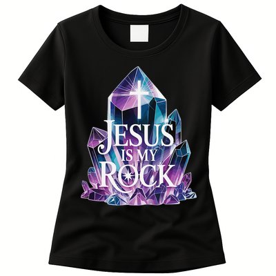 Jesus Is My Rock Religious Christian Biblical Womens T-Shirt