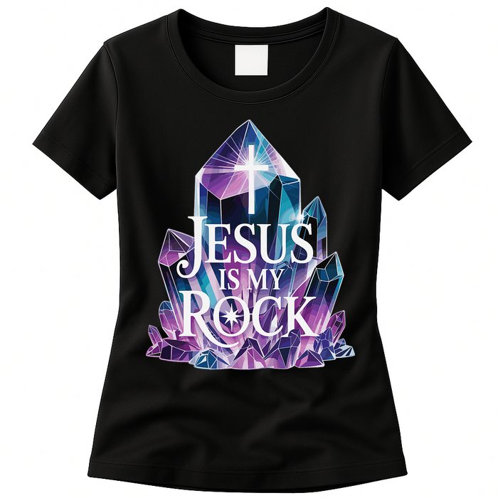 Jesus Is My Rock Religious Christian Biblical Womens T-Shirt