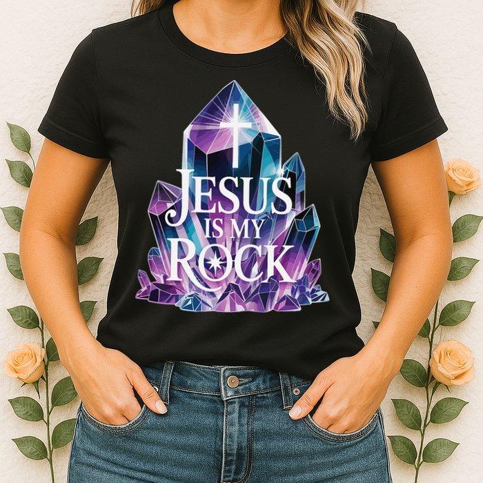 Jesus Is My Rock Religious Christian Biblical Womens T-Shirt