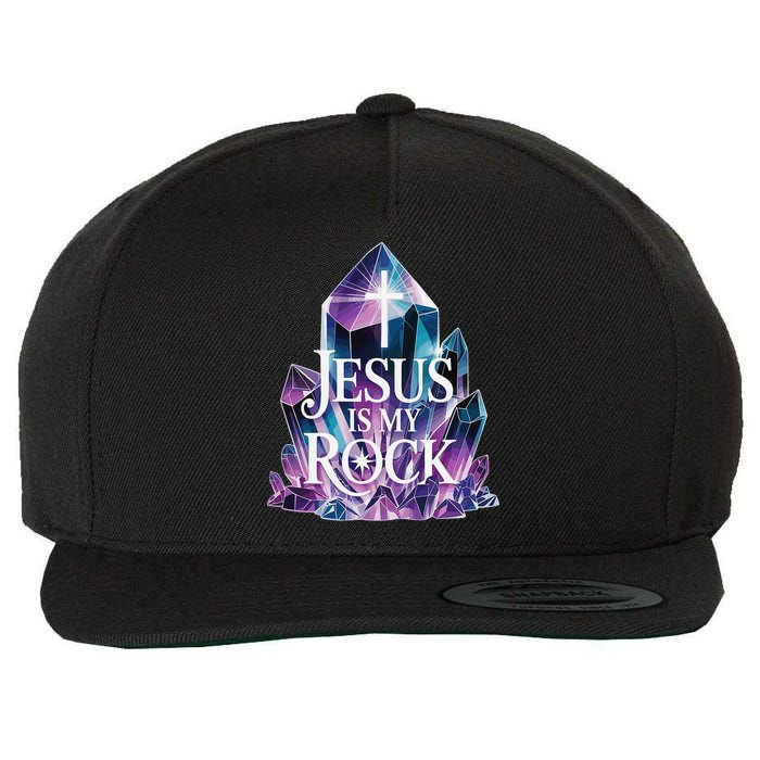 Jesus Is My Rock Religious Christian Biblical Wool Snapback Cap