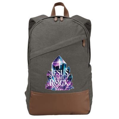 Jesus Is My Rock Religious Christian Biblical Cotton Canvas Backpack