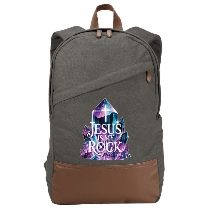 Jesus Is My Rock Religious Christian Biblical Cotton Canvas Backpack