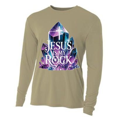 Jesus Is My Rock Religious Christian Biblical Cooling Performance Long Sleeve Crew