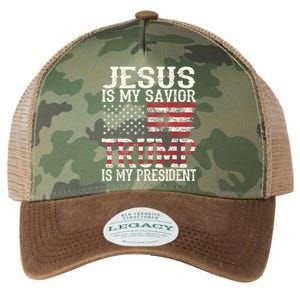 Jesus Is My Savior Trump Is My President 2024 Christian Legacy Tie Dye Trucker Hat