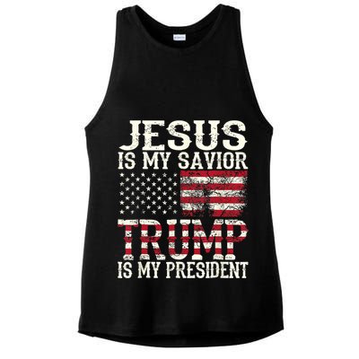 Jesus Is My Savior Trump Is My President 2024 Christian Ladies PosiCharge Tri-Blend Wicking Tank