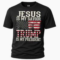 Jesus Is My Savior Trump Is My President 2024 Christian Cooling Performance Crew T-Shirt