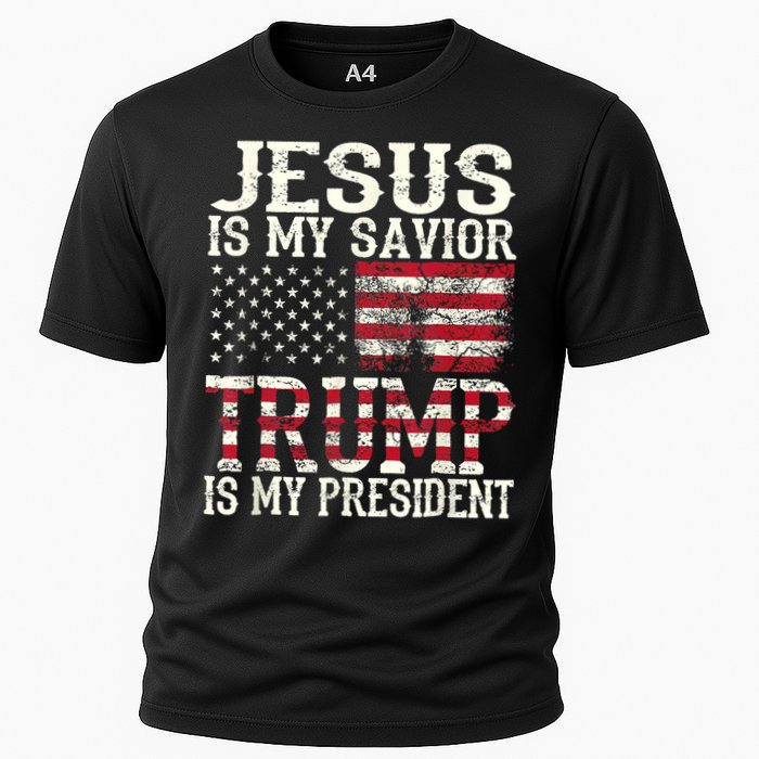 Jesus Is My Savior Trump Is My President 2024 Christian Cooling Performance Crew T-Shirt