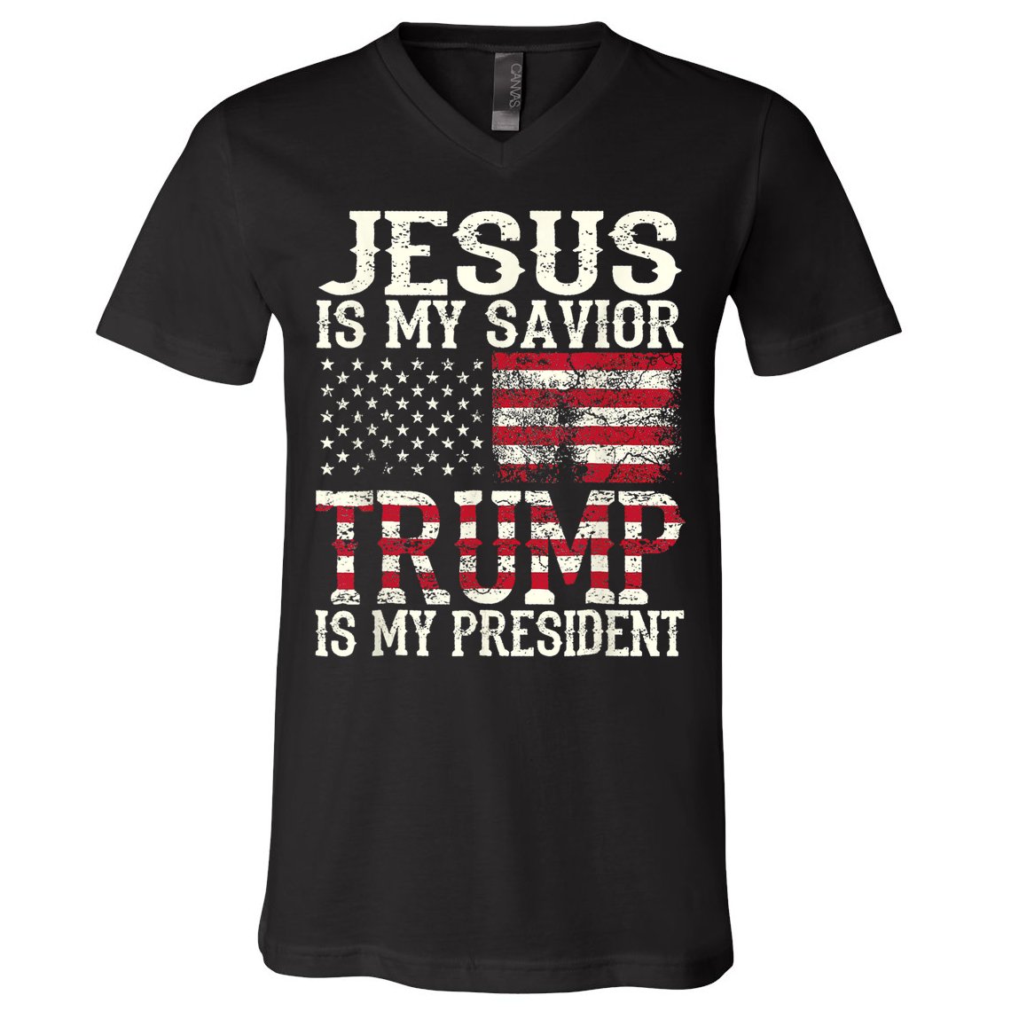 Jesus Is My Savior Trump Is My President 2024 Christian V-Neck T-Shirt
