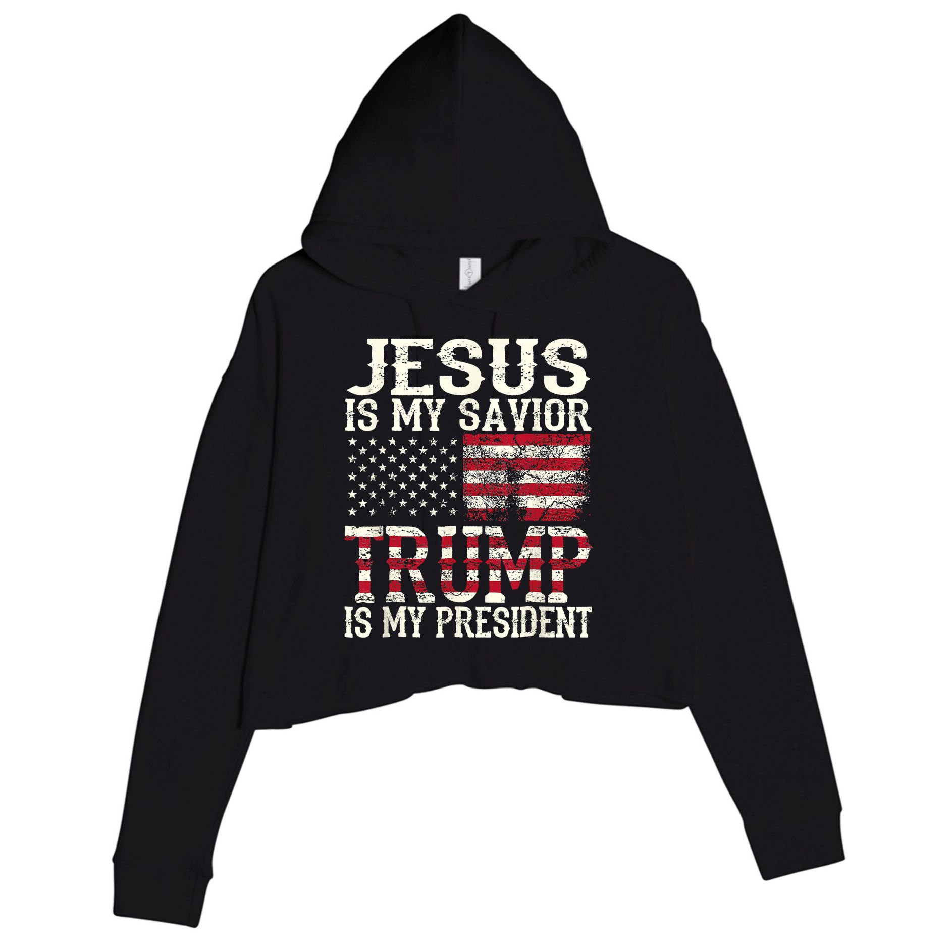 Jesus Is My Savior Trump Is My President 2024 Christian Crop Fleece Hoodie