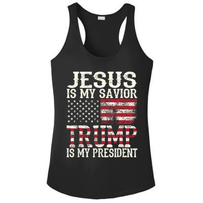 Jesus Is My Savior Trump Is My President 2024 Christian Ladies PosiCharge Competitor Racerback Tank