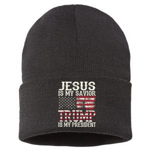 Jesus Is My Savior Trump Is My President 2024 Christian Sustainable Knit Beanie