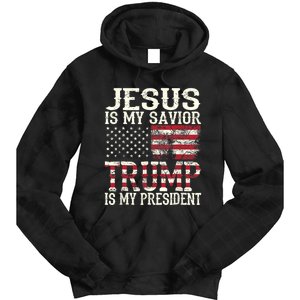 Jesus Is My Savior Trump Is My President 2024 Christian Tie Dye Hoodie