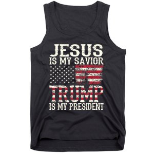 Jesus Is My Savior Trump Is My President 2024 Christian Tank Top