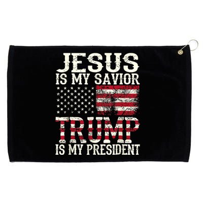 Jesus Is My Savior Trump Is My President 2024 Christian Grommeted Golf Towel