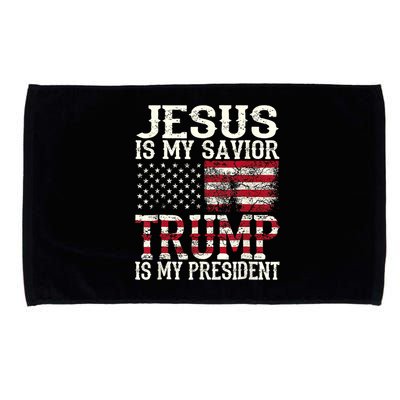 Jesus Is My Savior Trump Is My President 2024 Christian Microfiber Hand Towel