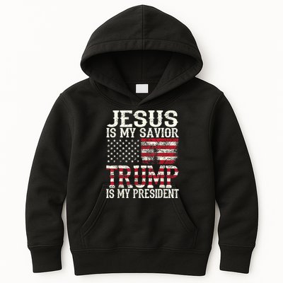 Jesus Is My Savior Trump Is My President 2024 Christian Kids Hoodie