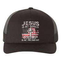 Jesus Is My Savior Trump Is My President American Flag Yupoong Adult 5-Panel Trucker Hat