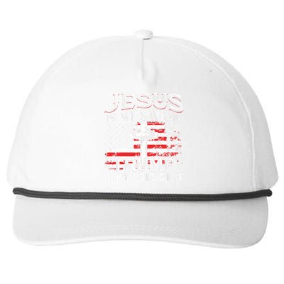 Jesus Is My Savior Trump Is My President American Flag Snapback Five-Panel Rope Hat