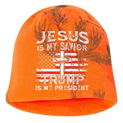 Jesus Is My Savior Trump Is My President American Flag Kati - Camo Knit Beanie