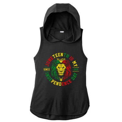 Juneteenth Is My Independence Day Lion Free Ish Ladies PosiCharge Tri-Blend Wicking Draft Hoodie Tank