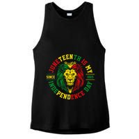 Juneteenth Is My Independence Day Lion Free Ish Ladies PosiCharge Tri-Blend Wicking Tank