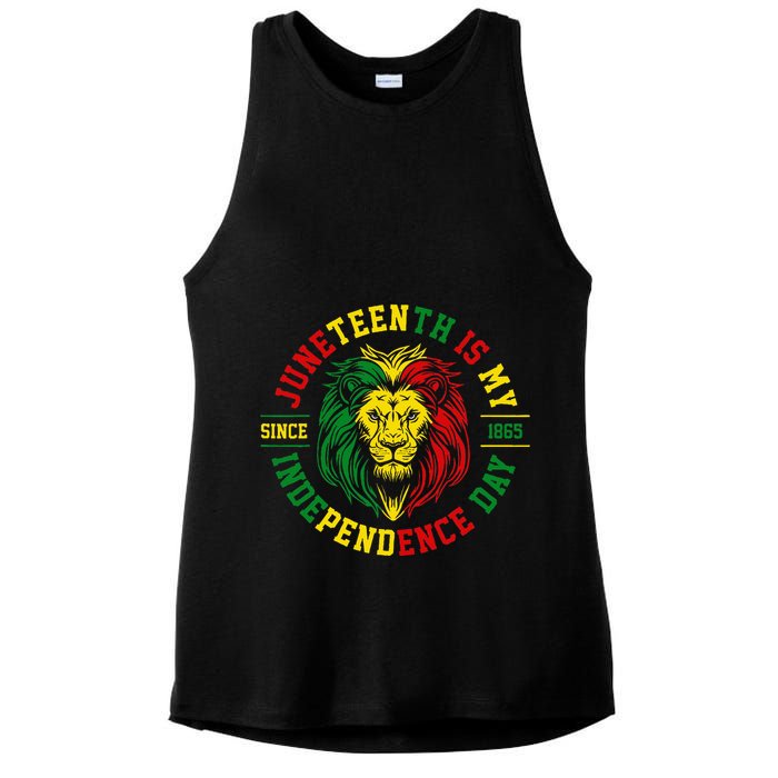 Juneteenth Is My Independence Day Lion Free Ish Ladies PosiCharge Tri-Blend Wicking Tank