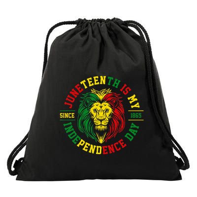 Juneteenth Is My Independence Day Lion Free Ish Drawstring Bag