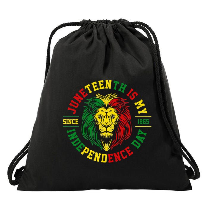 Juneteenth Is My Independence Day Lion Free Ish Drawstring Bag