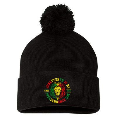 Juneteenth Is My Independence Day Lion Free Ish Pom Pom 12in Knit Beanie