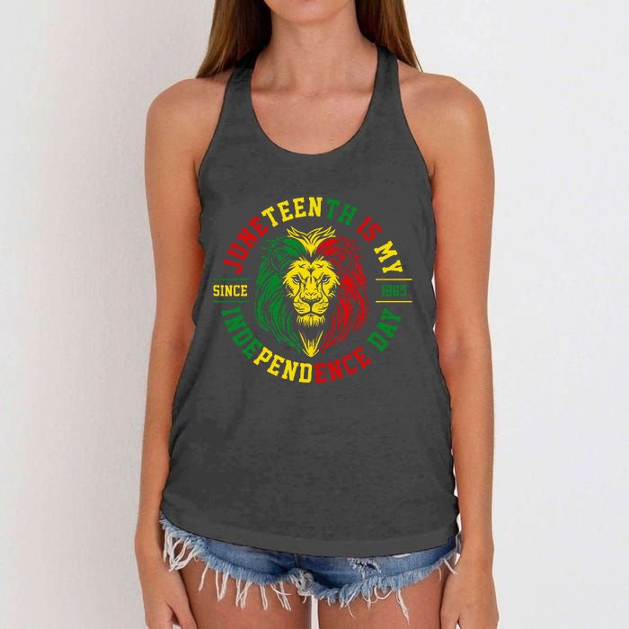 Juneteenth Is My Independence Day Lion Free Ish Women's Knotted Racerback Tank