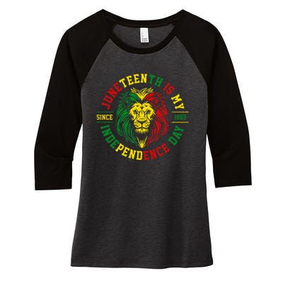 Juneteenth Is My Independence Day Lion Free Ish Women's Tri-Blend 3/4-Sleeve Raglan Shirt