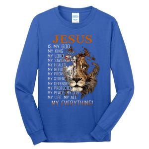 Jesus Is My God King Lord Savior Healer RefugeProvider Tall Long Sleeve T-Shirt