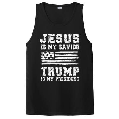 Jesus Is My Savior Trump Is My President Usa Flag Design PosiCharge Competitor Tank