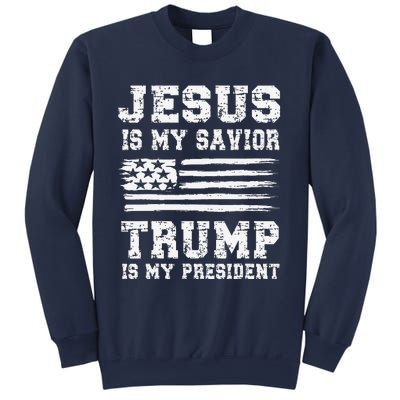 Jesus Is My Savior Trump Is My President Usa Flag Design Sweatshirt