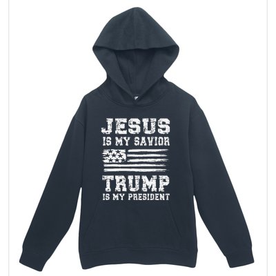 Jesus Is My Savior Trump Is My President Usa Flag Design Urban Pullover Hoodie