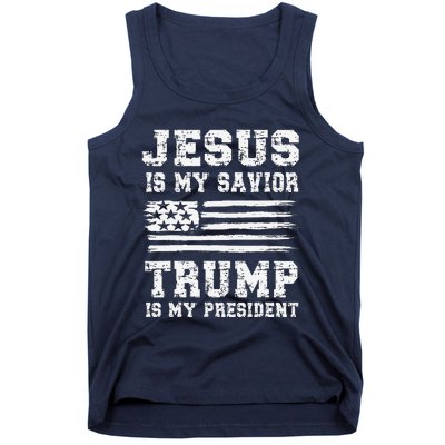 Jesus Is My Savior Trump Is My President Usa Flag Design Tank Top