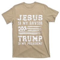 Jesus Is My Savior Trump Is My President Usa Flag Design T-Shirt