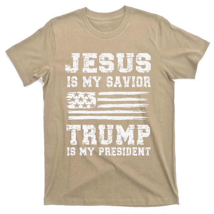 Jesus Is My Savior Trump Is My President Usa Flag Design T-Shirt