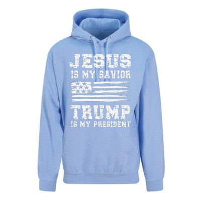 Jesus Is My Savior Trump Is My President Usa Flag Design Unisex Surf Hoodie