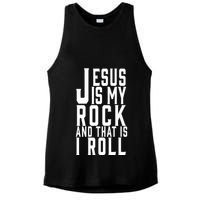 Jesus Is My Rock And Thats How I Roll Ladies PosiCharge Tri-Blend Wicking Tank