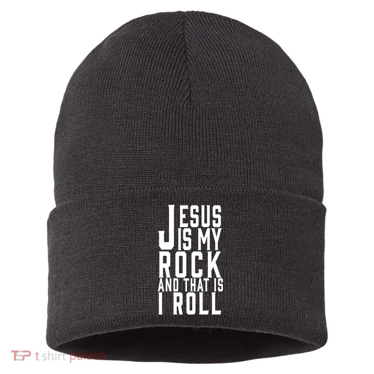 Jesus Is My Rock And Thats How I Roll Sustainable Knit Beanie