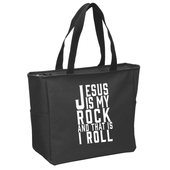 Jesus Is My Rock And Thats How I Roll Zip Tote Bag
