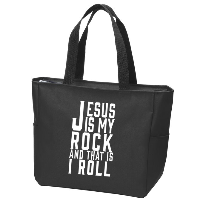 Jesus Is My Rock And Thats How I Roll Zip Tote Bag