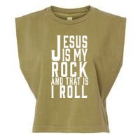 Jesus Is My Rock And Thats How I Roll Garment-Dyed Women's Muscle Tee