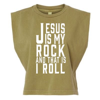 Jesus Is My Rock And Thats How I Roll Garment-Dyed Women's Muscle Tee