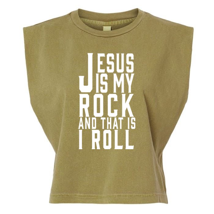 Jesus Is My Rock And Thats How I Roll Garment-Dyed Women's Muscle Tee